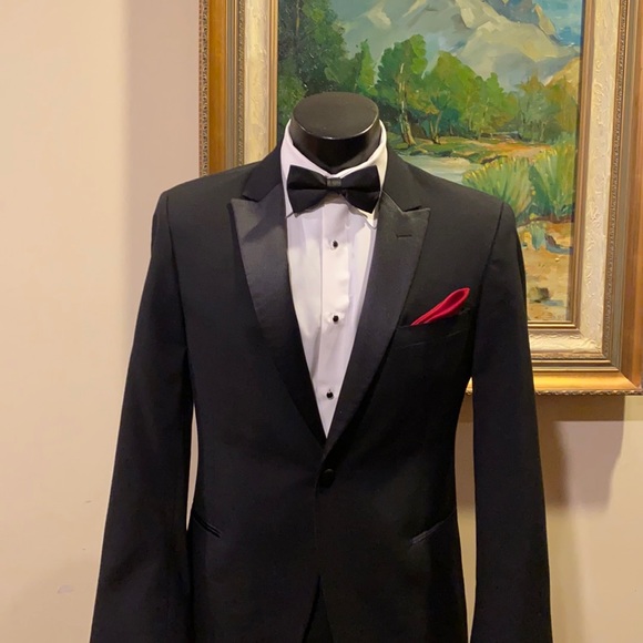 Black Neil Allyn Slim Fit Tuxedo Jacket - Various Sizes - One-Button Peak Lapel